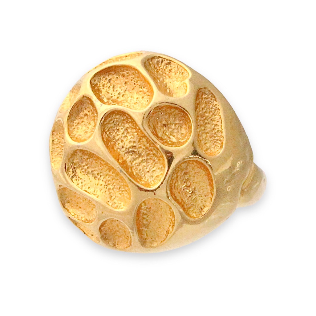 Vintage Roget Gold Plated Dome Ring Size 7.5 Brutalist Style Statement 1970s